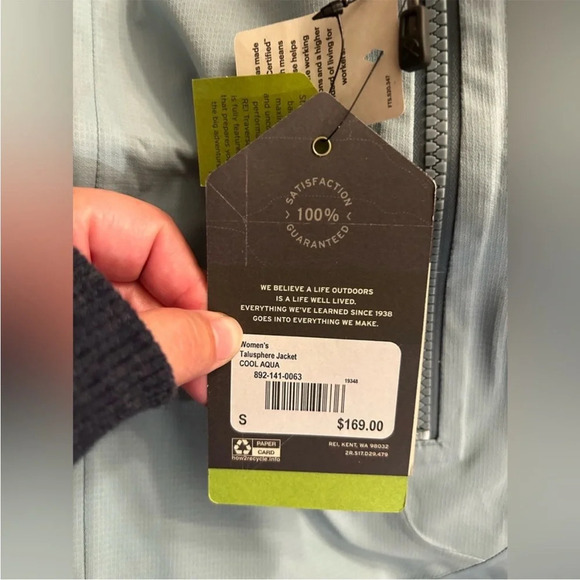 REI Women’s S Small Talusphere Rain Jacket Cool Aqua Light Teal NWT - Picture 4 of 9